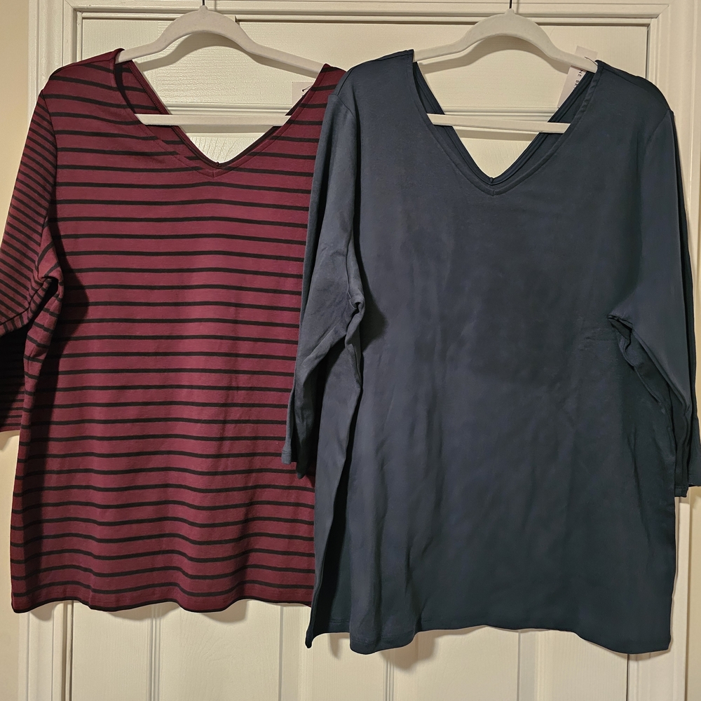 Lane Bryant Striped and Solid V-Neck Tops 18/20
